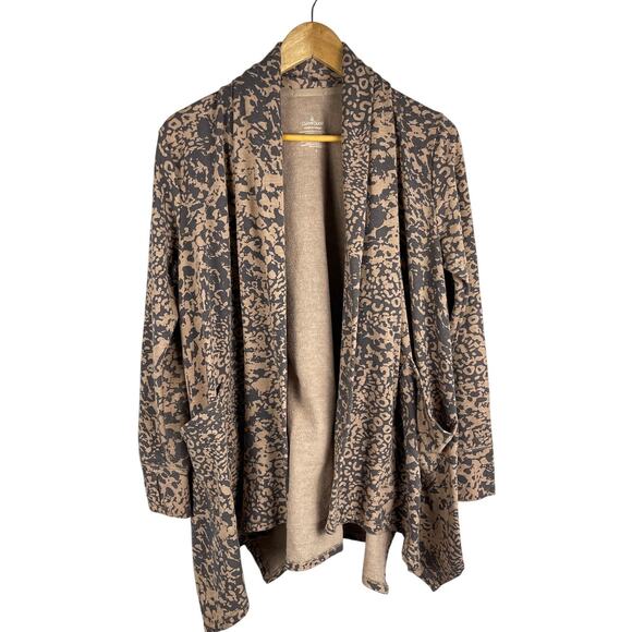 Cuddl Duds Comfortwear French Terry Cascade Open Front Cardigan Size Small - Picture 2 of 8